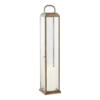 Herslev Laterne – Glas/Metall, Antik-Messing-Optik, 12×12×60 cm