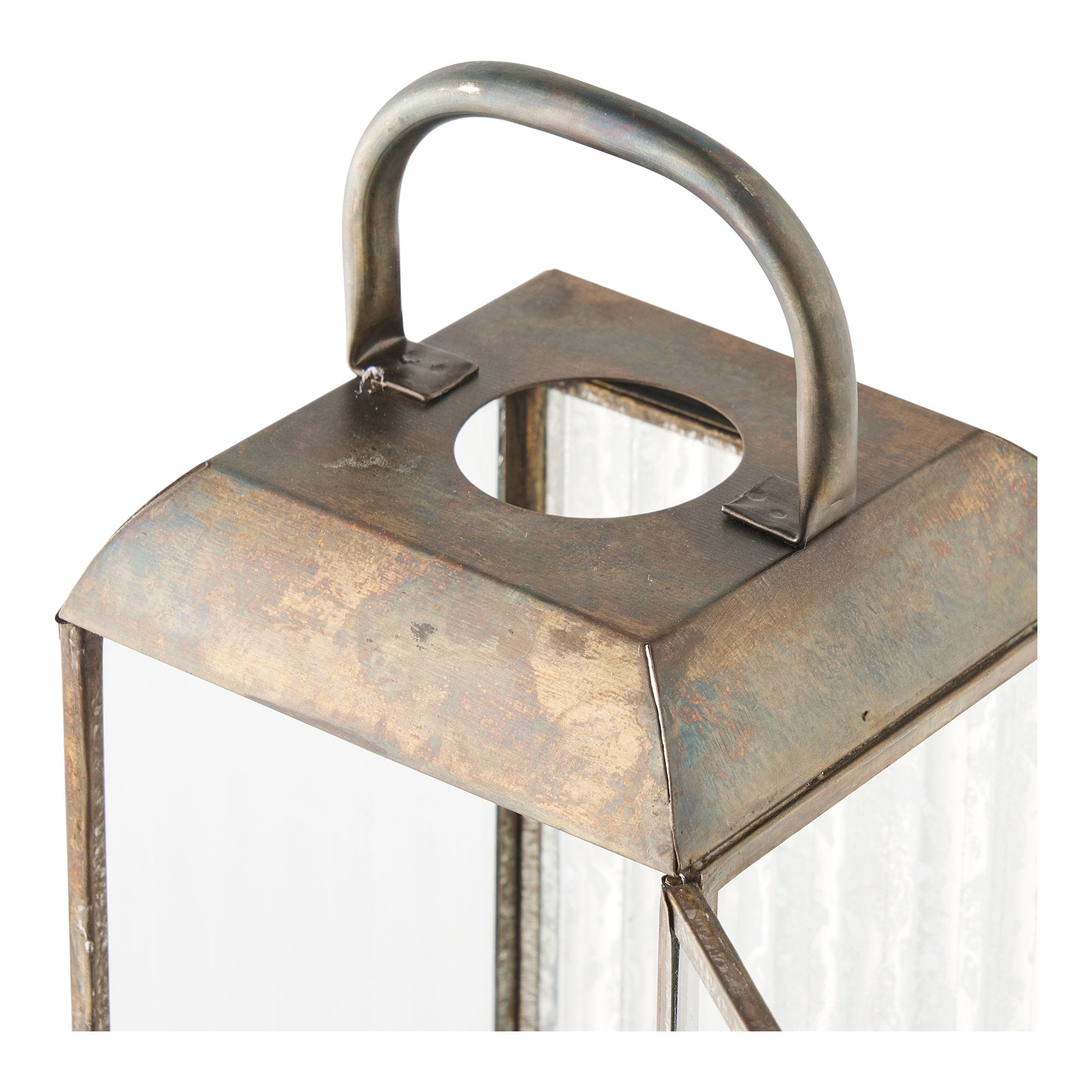 Herslev Laterne – Glas/Metall, Antik-Messing-Optik, 12×12×60 cm