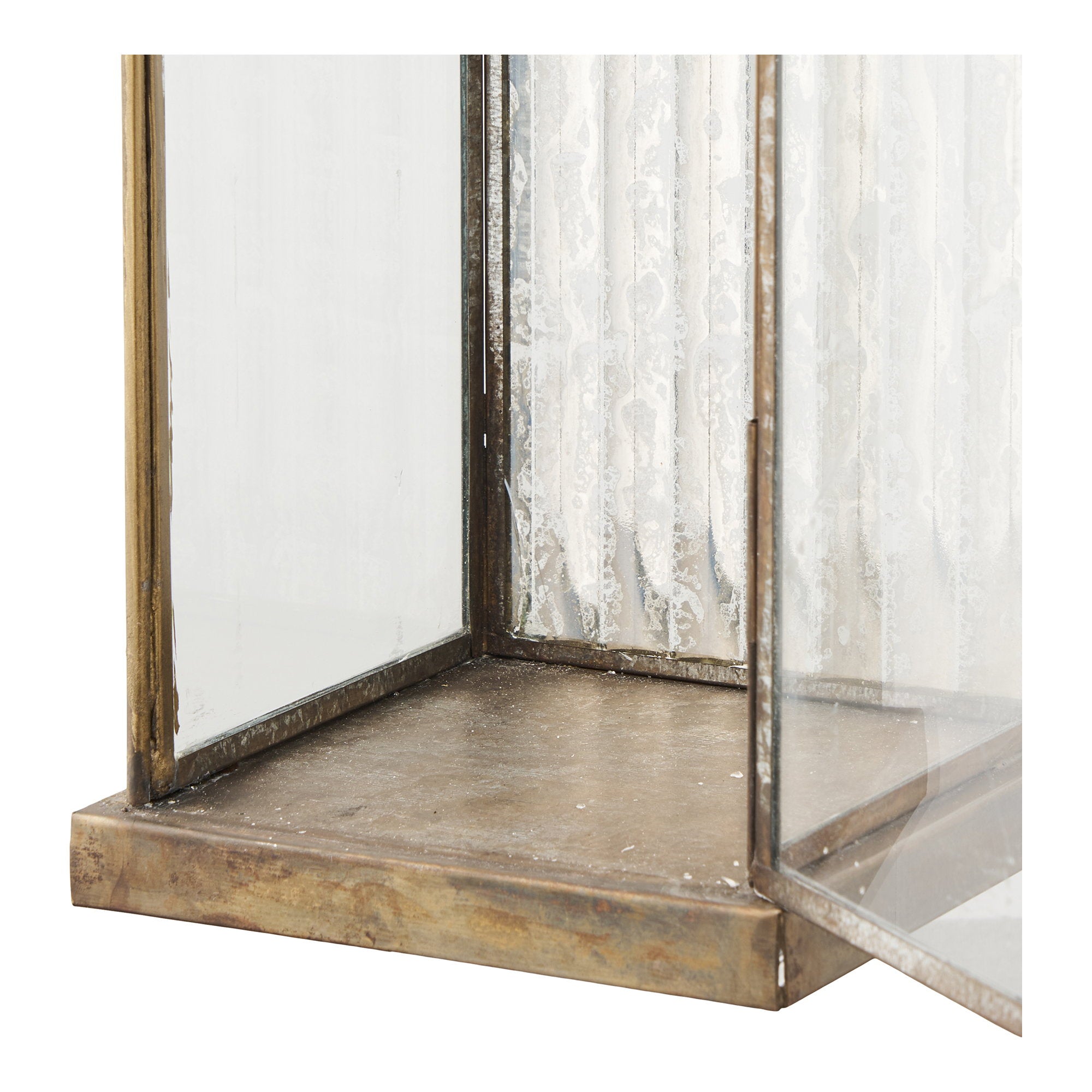 Herslev Laterne – Glas/Metall, Antik-Messing-Optik, 12×12×60 cm