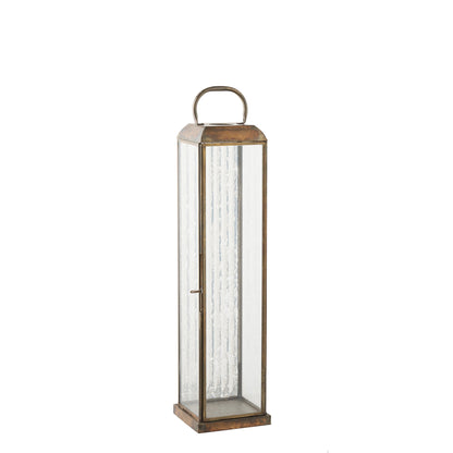 Herslev Laterne – Glas/Metall, Antikmessing-Optik, 12×12×49 cm