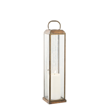 Herslev Laterne – Glas/Metall, Antikmessing-Optik, 12×12×49 cm