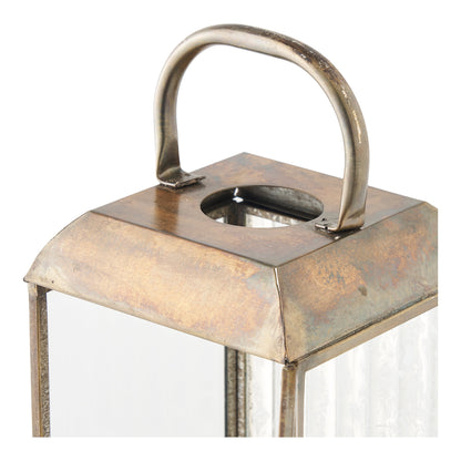 Herslev Laterne – Glas/Metall, Antikmessing-Optik, 12×12×49 cm
