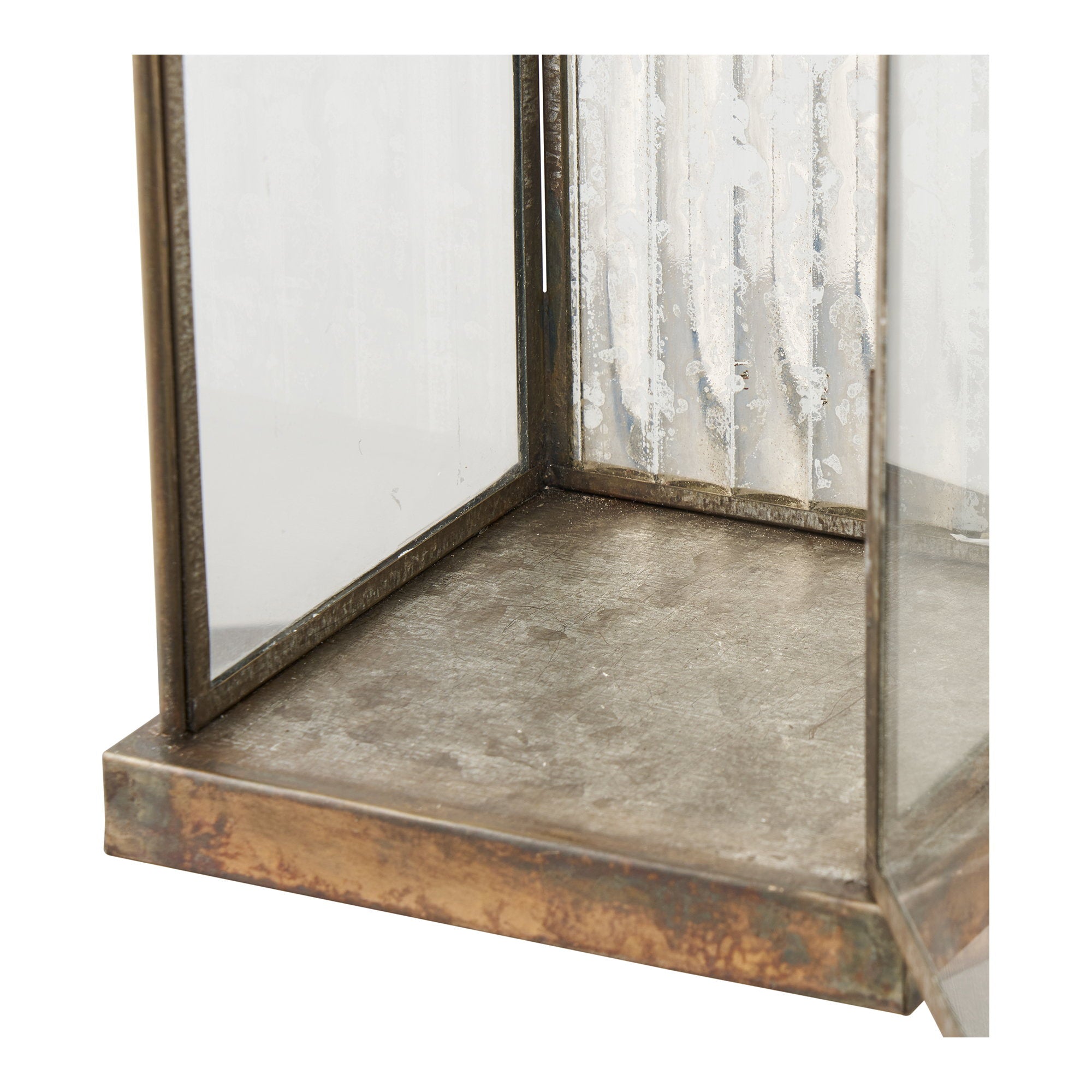 Herslev Laterne – Glas/Metall, Antikmessing-Optik, 12×12×49 cm
