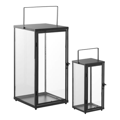 Ibra Laternen - Laternen, Metall/Glas, schwarz, 2er-Set