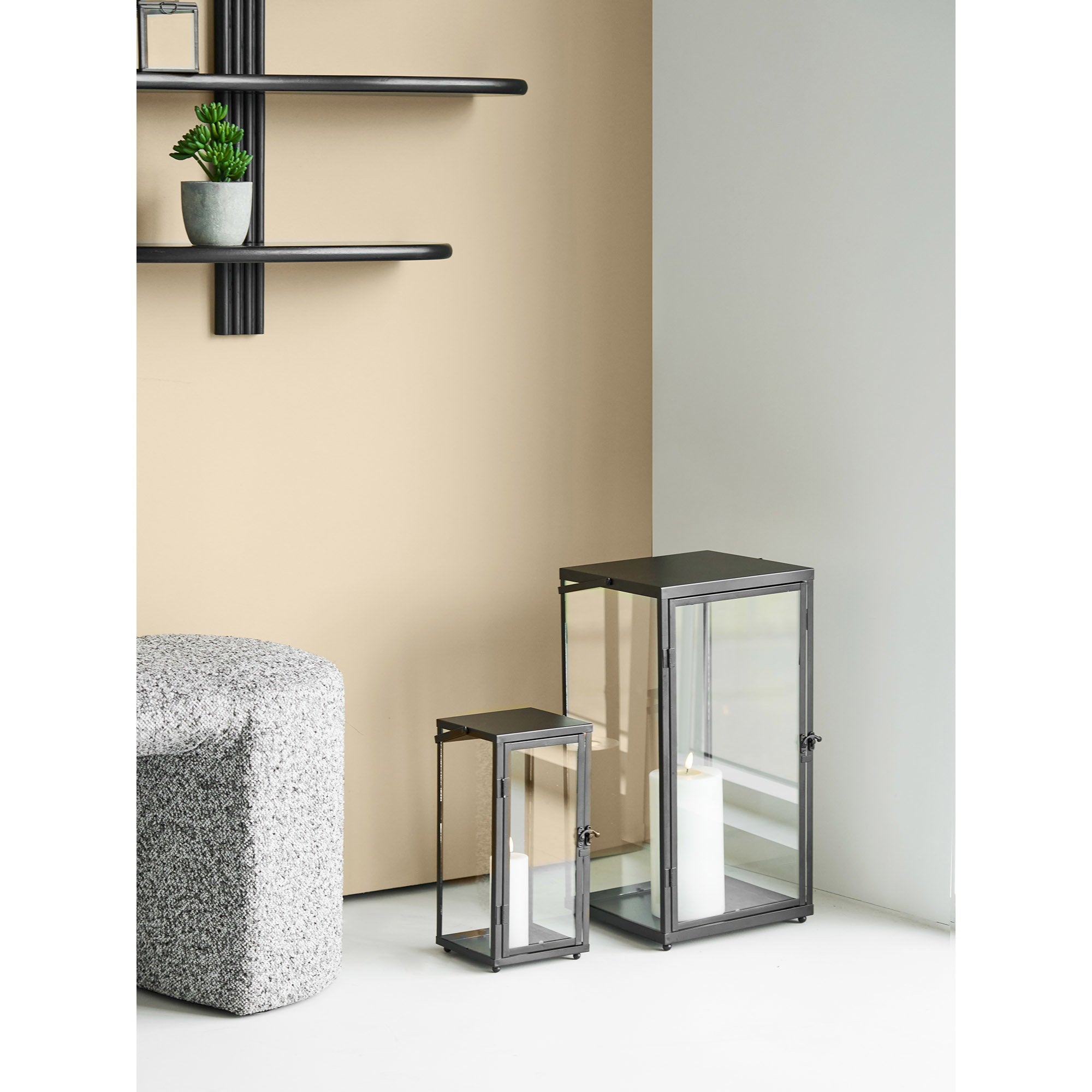 Ibra Laternen - Laternen, Metall/Glas, schwarz, 2er-Set