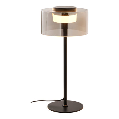 Tafellamp Cholet – staal en glas, zwart met helder glas, LED