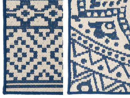 Teppich Outdoor Mosaik Polypropylen Dunkelblau/Weiß 2er-Sortiment