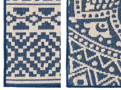 Teppich Outdoor Mosaik Polypropylen Dunkelblau/Weiß 2er-Sortiment