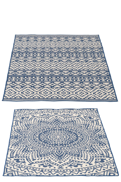 Teppich Outdoor Mosaik Polypropylen Dunkelblau/Weiß 2er-Sortiment