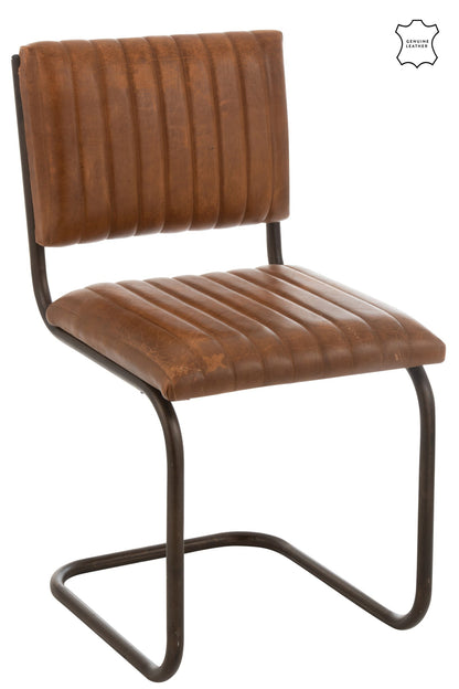 Stuhl Modern Leder/Metall Cognac Xx