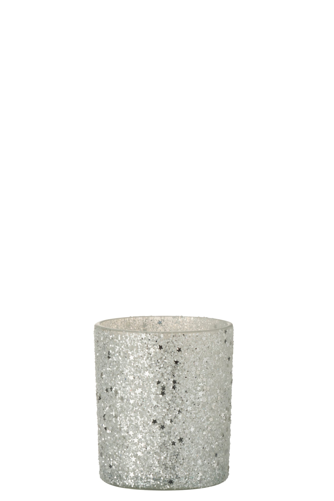 Tealight Holder Stars Glass Silver