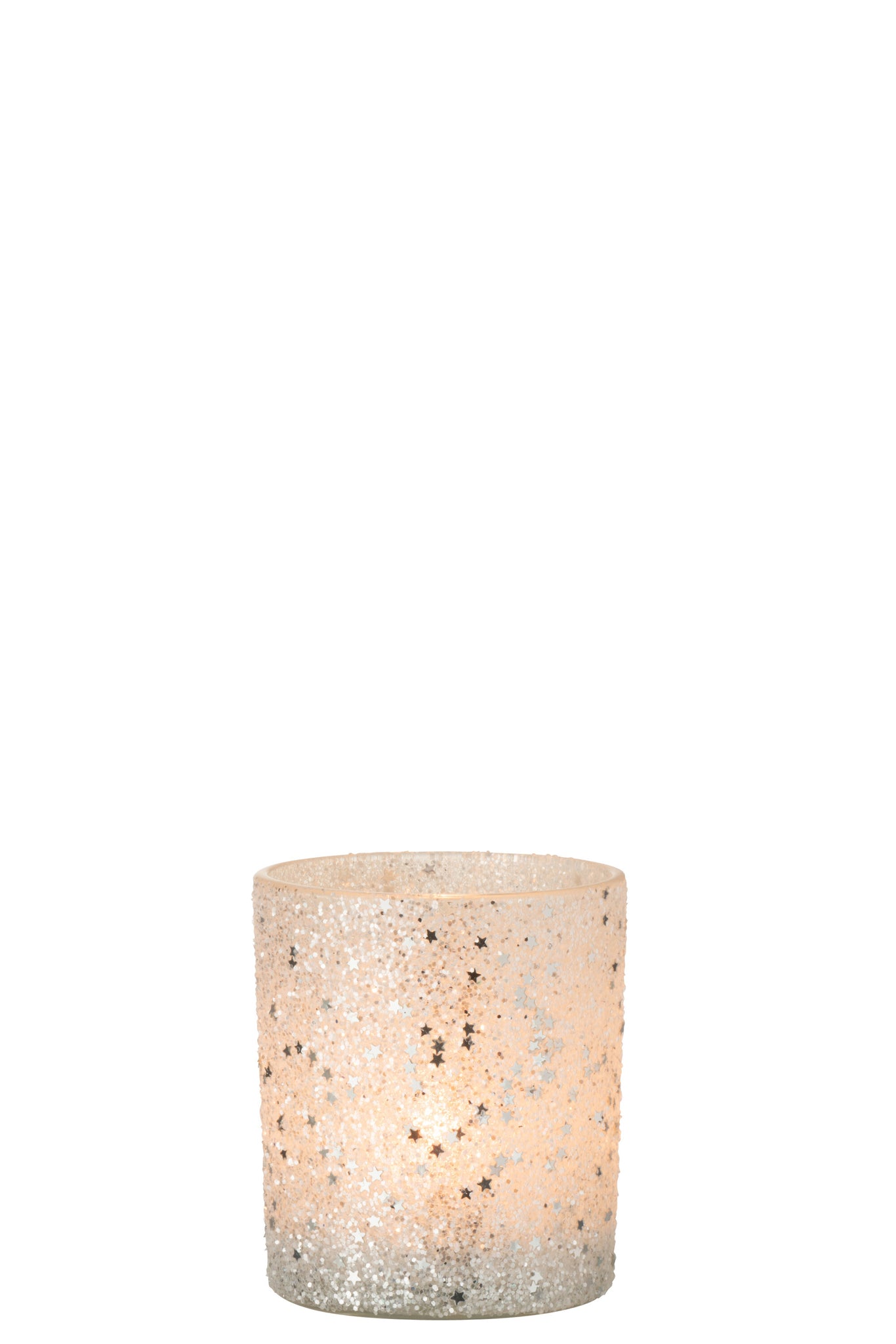 Tealight Holder Stars Glass Silver