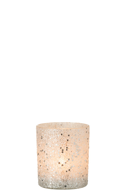 Tealight Holder Stars Glass Silver