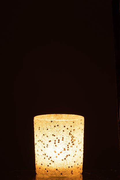 Tealight Holder Stars Glass Silver