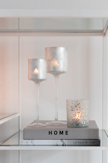 Tealight Holder Stars Glass Silver