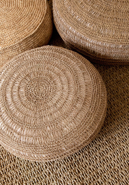 De Raffia Flores Poef - Naturel