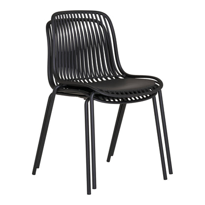BRANSON DINING CHAIR STACKABLE ZWART (SET VAN 4)
