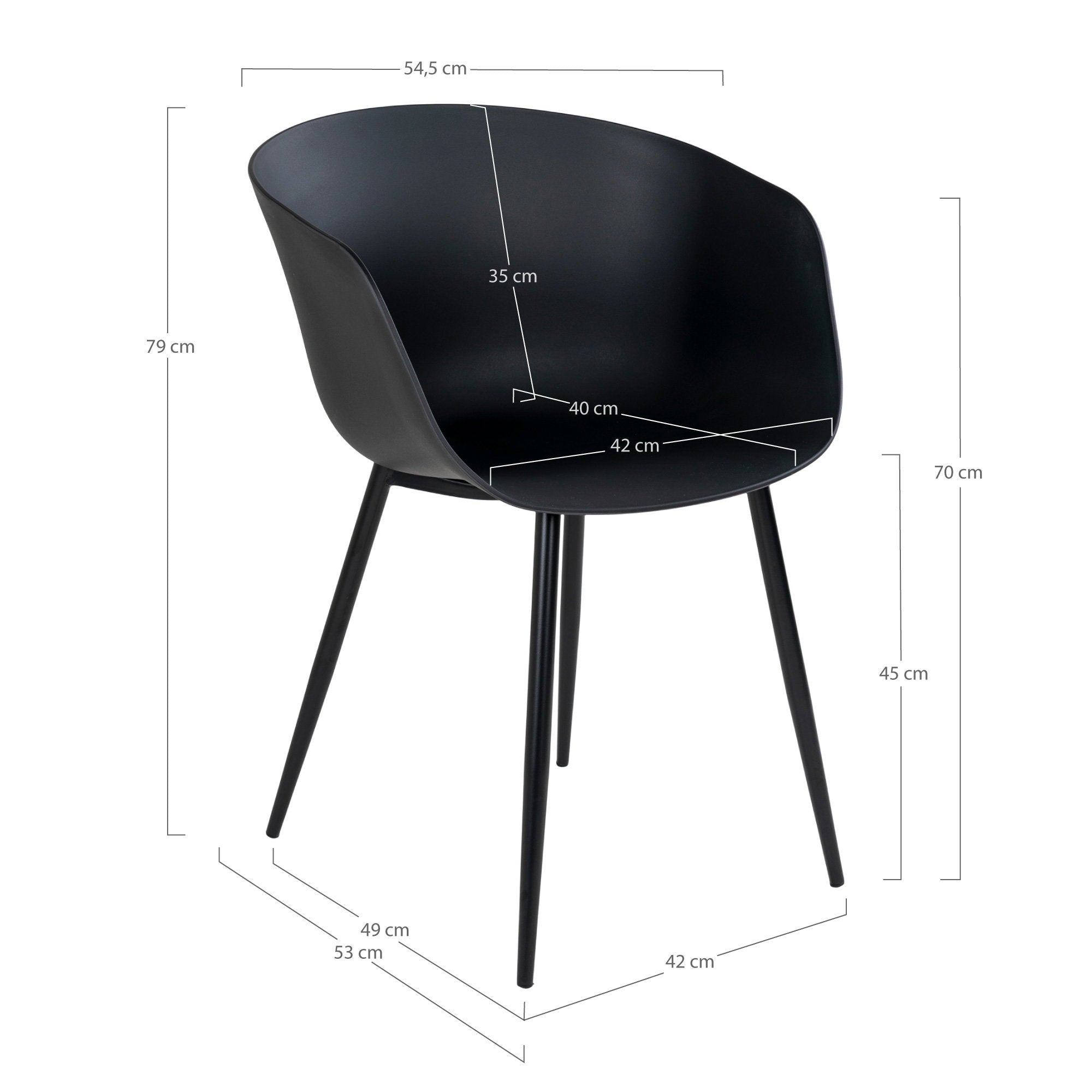 RODA DINING CHAIR ZWART | ZWARTE POTEN (SET VAN 2)