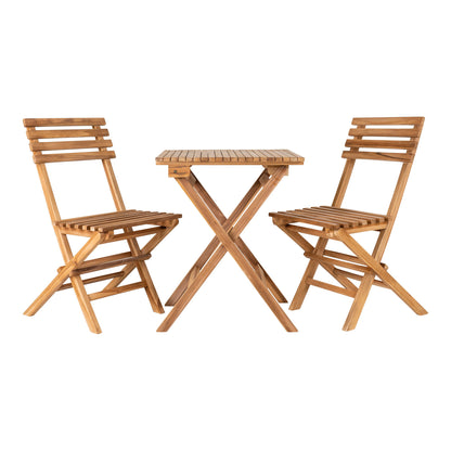 Cuenca café set van teakhout in naturel uitvoering met 2 stoelen en tafel