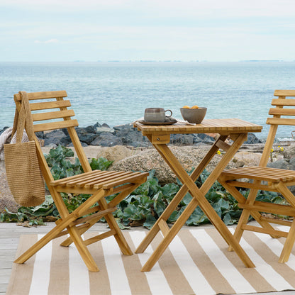 Cuenca café set van teakhout in naturel uitvoering met 2 stoelen en tafel