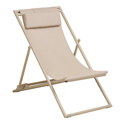 Curtis Liegestuhl - Strandstuhl mit 4-fach verstellbarer Rückenlehne, Textilene/Stahl, Taupe