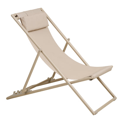 Curtis Liegestuhl - Strandstuhl mit 4-fach verstellbarer Rückenlehne, Textilene/Stahl, Taupe