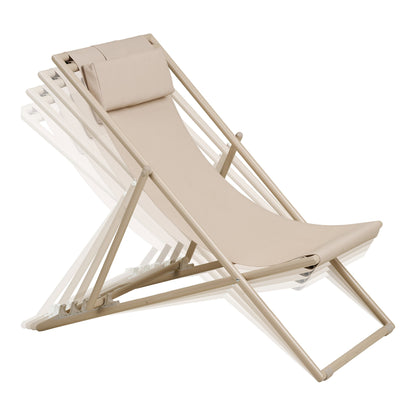Curtis Liegestuhl - Strandstuhl mit 4-fach verstellbarer Rückenlehne, Textilene/Stahl, Taupe