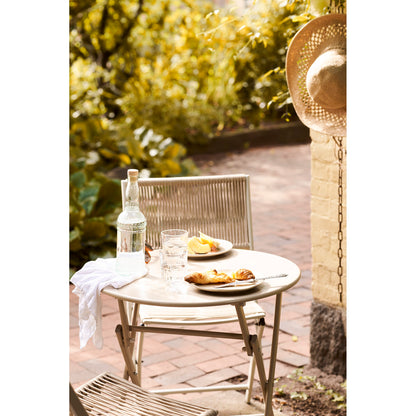 Arcas bistro set van rope en staal in taupe met 2 stoelen en tafel