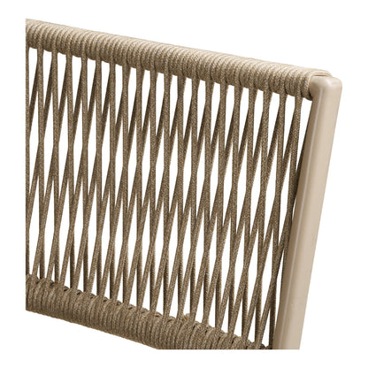 Arcas bistro set van rope en staal in taupe met 2 stoelen en tafel