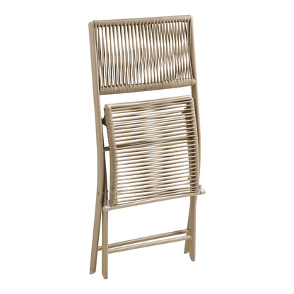 Arcas bistro set van rope en staal in taupe met 2 stoelen en tafel