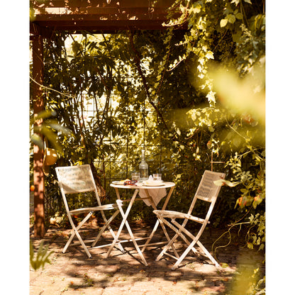 Arcas bistro set van rope en staal in taupe met 2 stoelen en tafel