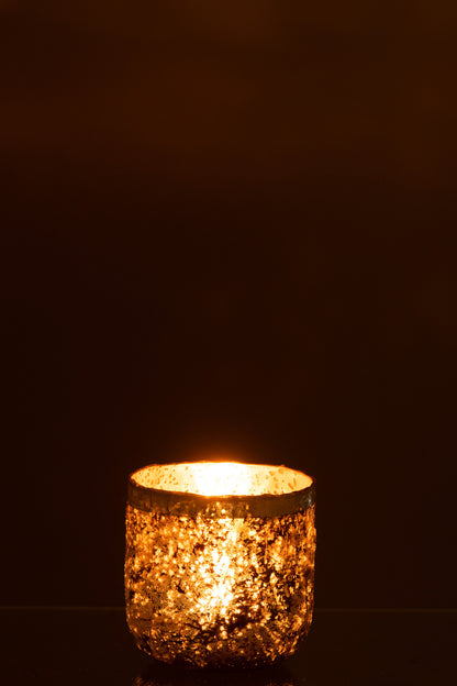 Tealight Holder Frosty Round Glass Old Pink Medium