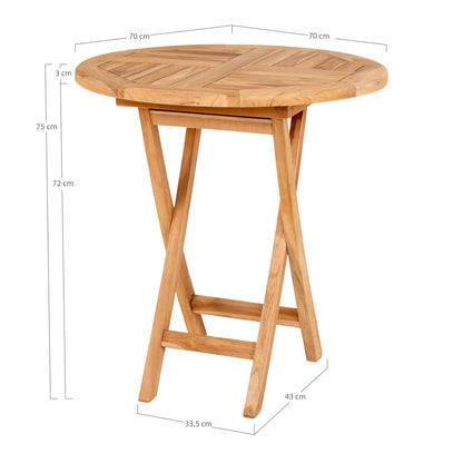 Eettafel Oviedo – teakhout, naturel, ø70×75 cm