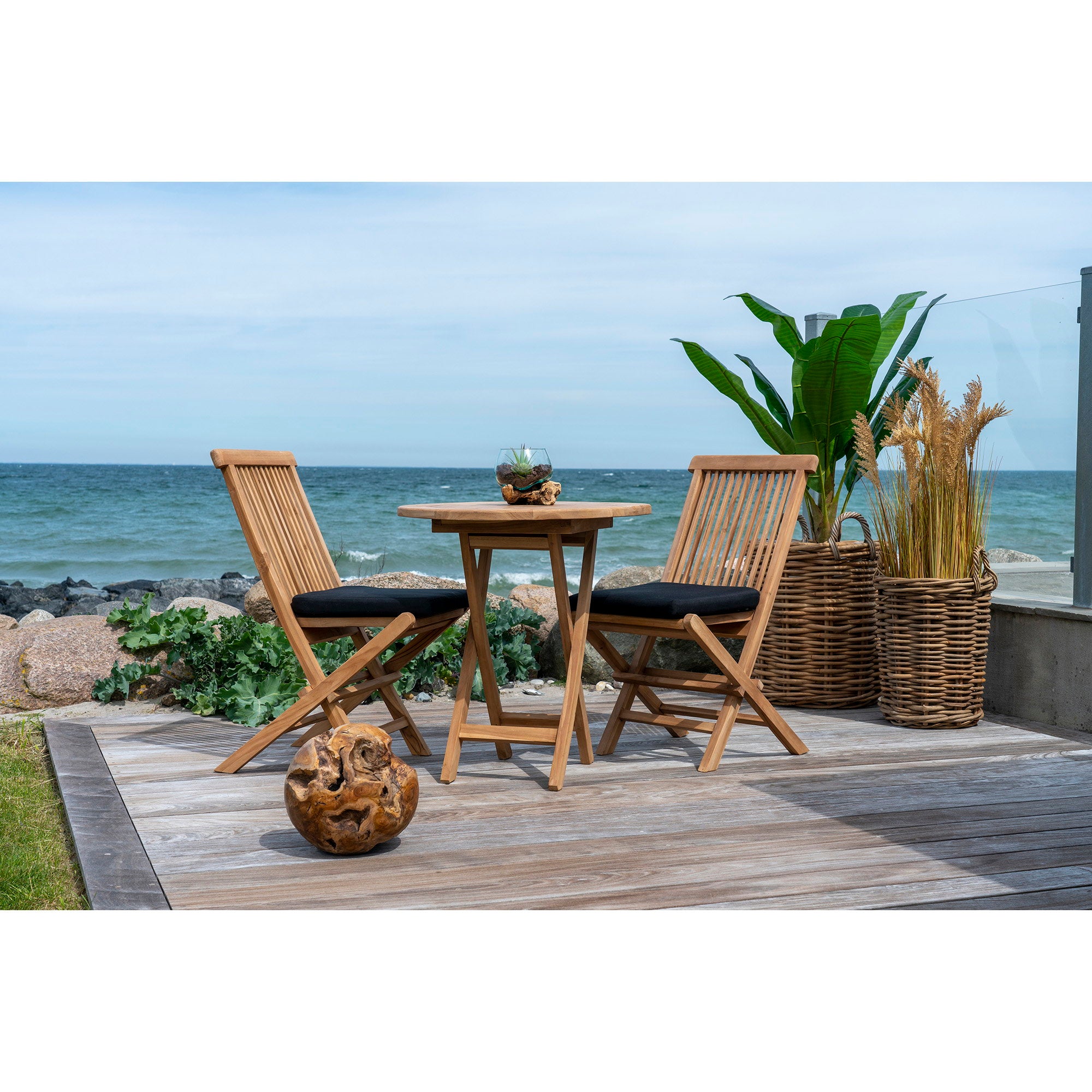 Eettafel Oviedo – teakhout, naturel, ø70×75 cm
