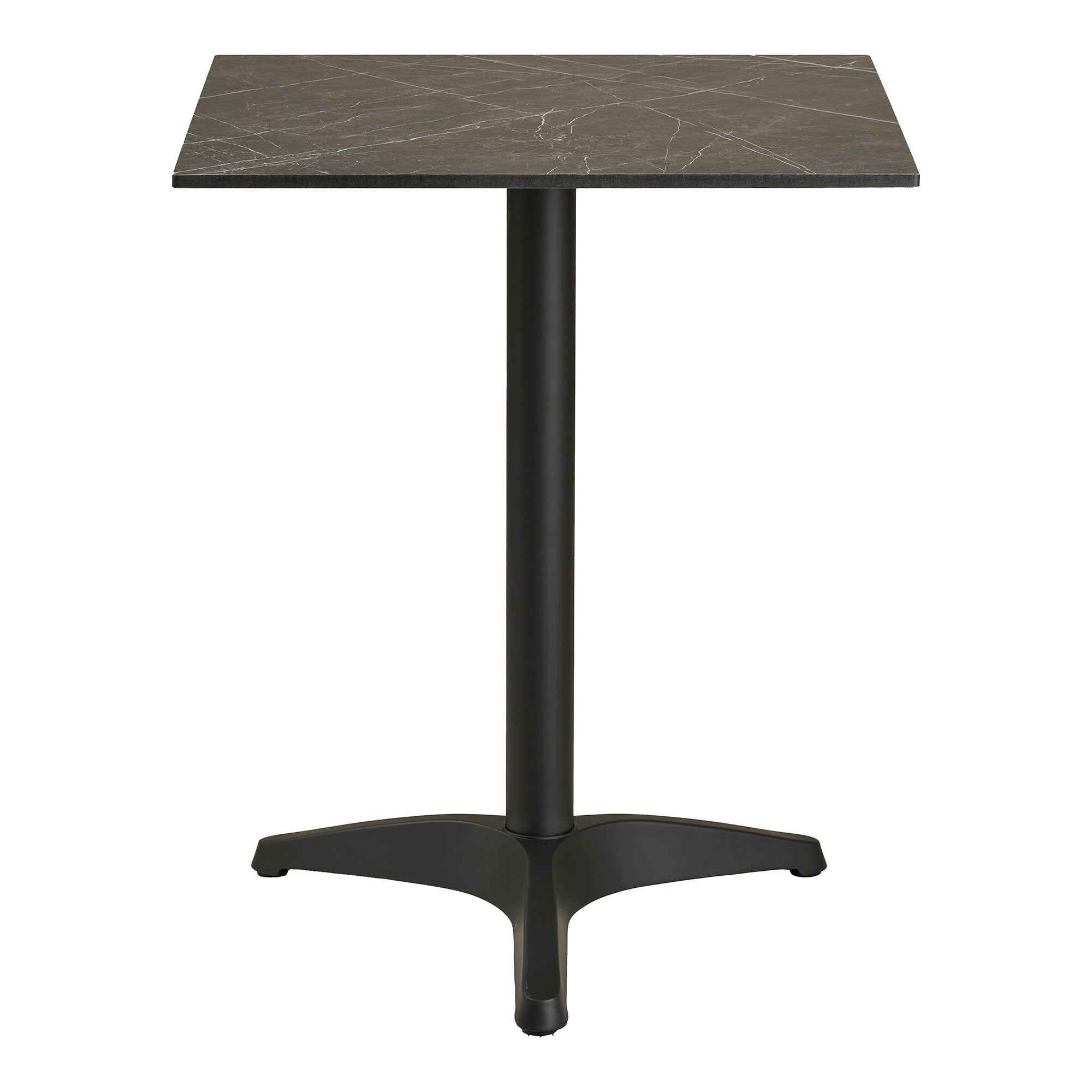 Bistro Table - Bistro table, marble look, dark grey, black legs, aluminium 60x60x73 cm