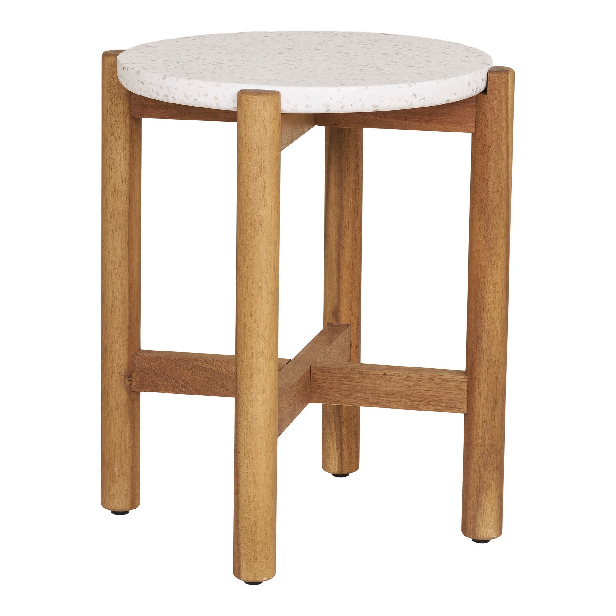 Terracina Side Table - Side table, acacia/terrazzo, white/natural ø37x48 cm