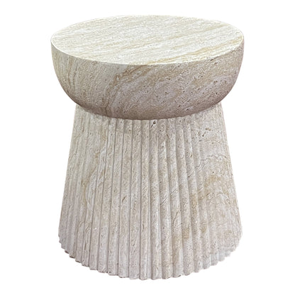 Bonn Side Table - Side table, fiberclay  with fluted structure, natural ø37x43 cm