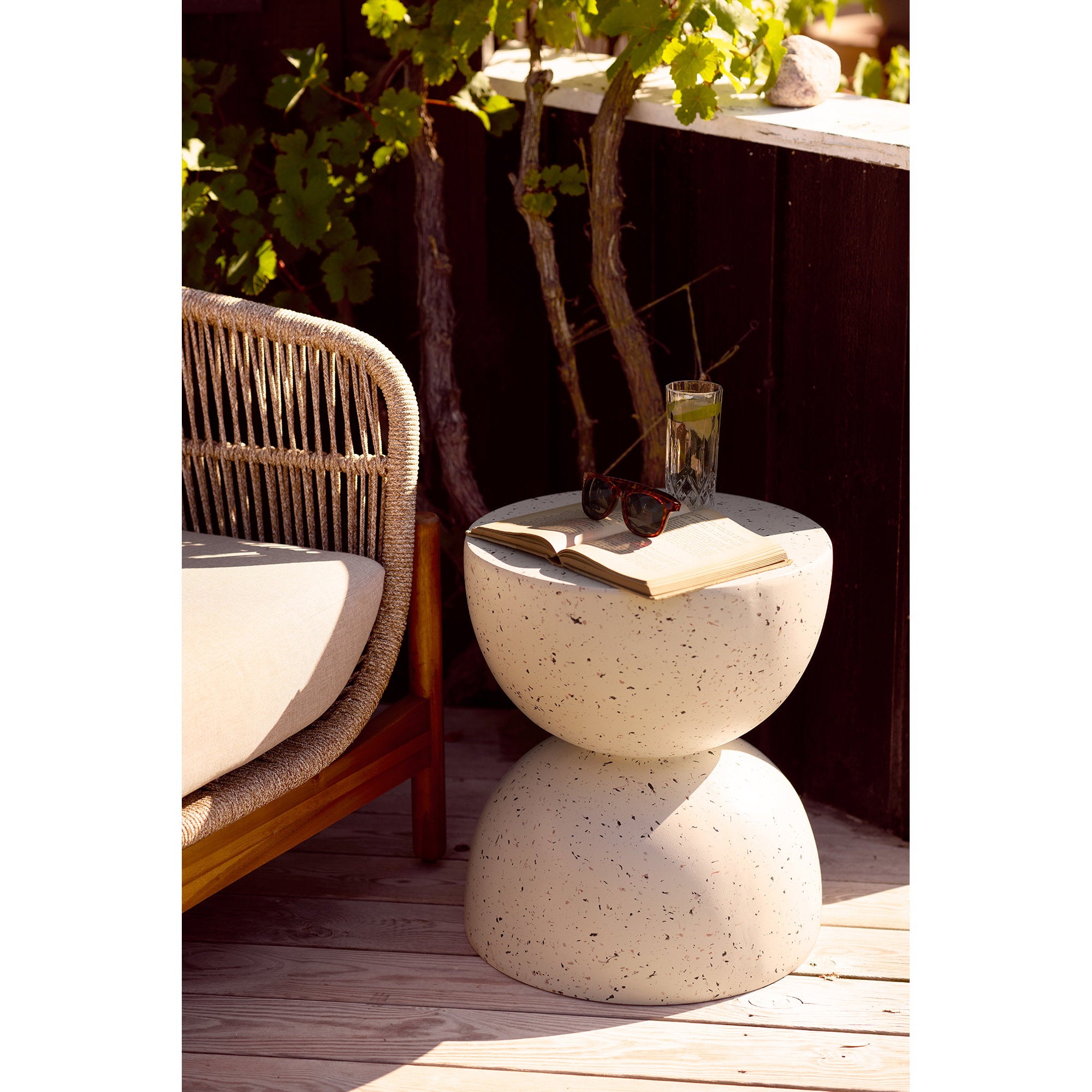 Beistelltisch Bonita - Beistelltisch, Fiberglasbeton, Terrazzo-Optik ø40x45 cm