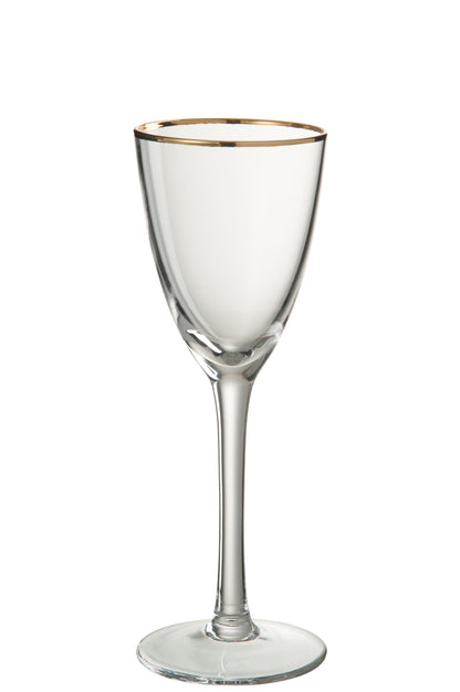 Wine Glass White Wine Golden Border Glass Transparent/Gold