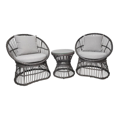 Natal Loungeset – Aluminium/Teak, Anthrazit/Natur, 5-teilig