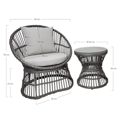 Natal Loungeset – Aluminium/Teak, Anthrazit/Natur, 5-teilig