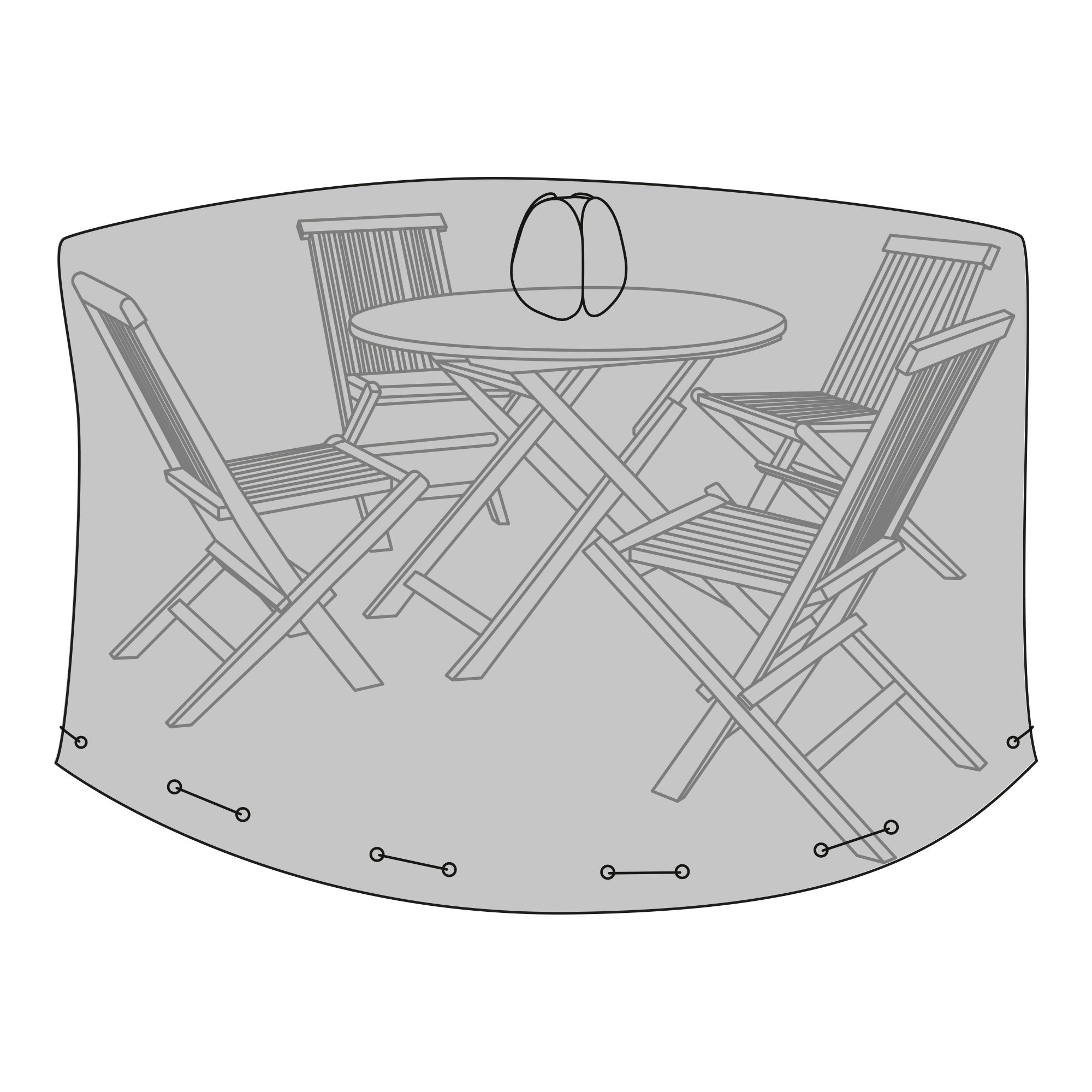 Luxury Cover  - Luxury cover for round table 180 cm with 4 chairs, 210g/m2 600D polyester PU coated, water repellant, black