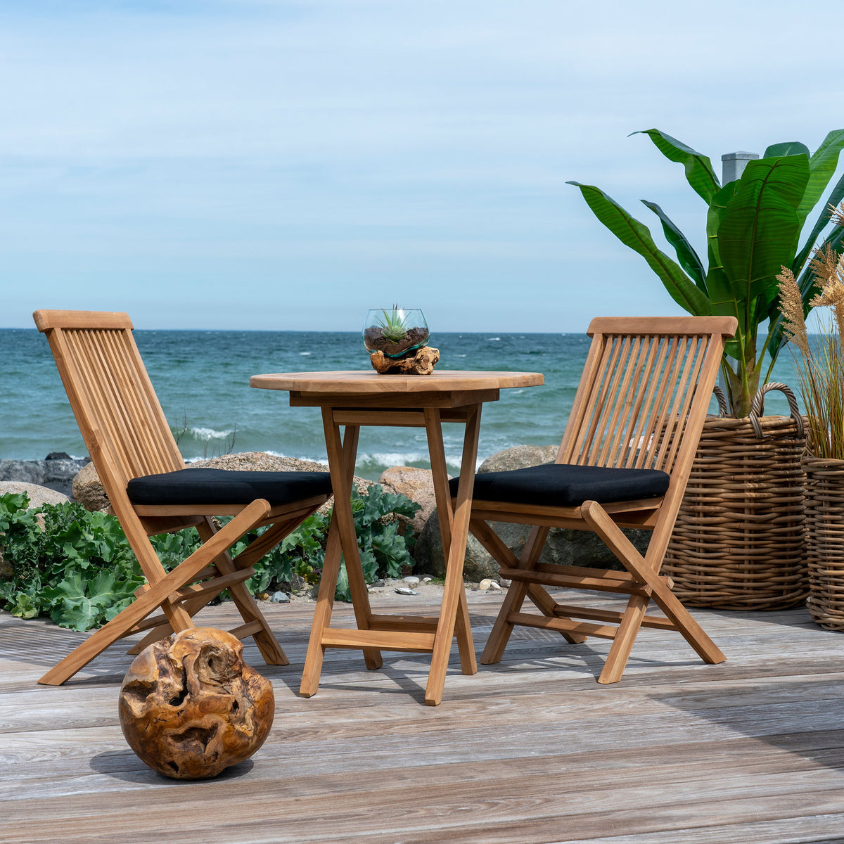 Tuinset Oviedo en Toledo – teak naturel, tafel en 2 stoelen