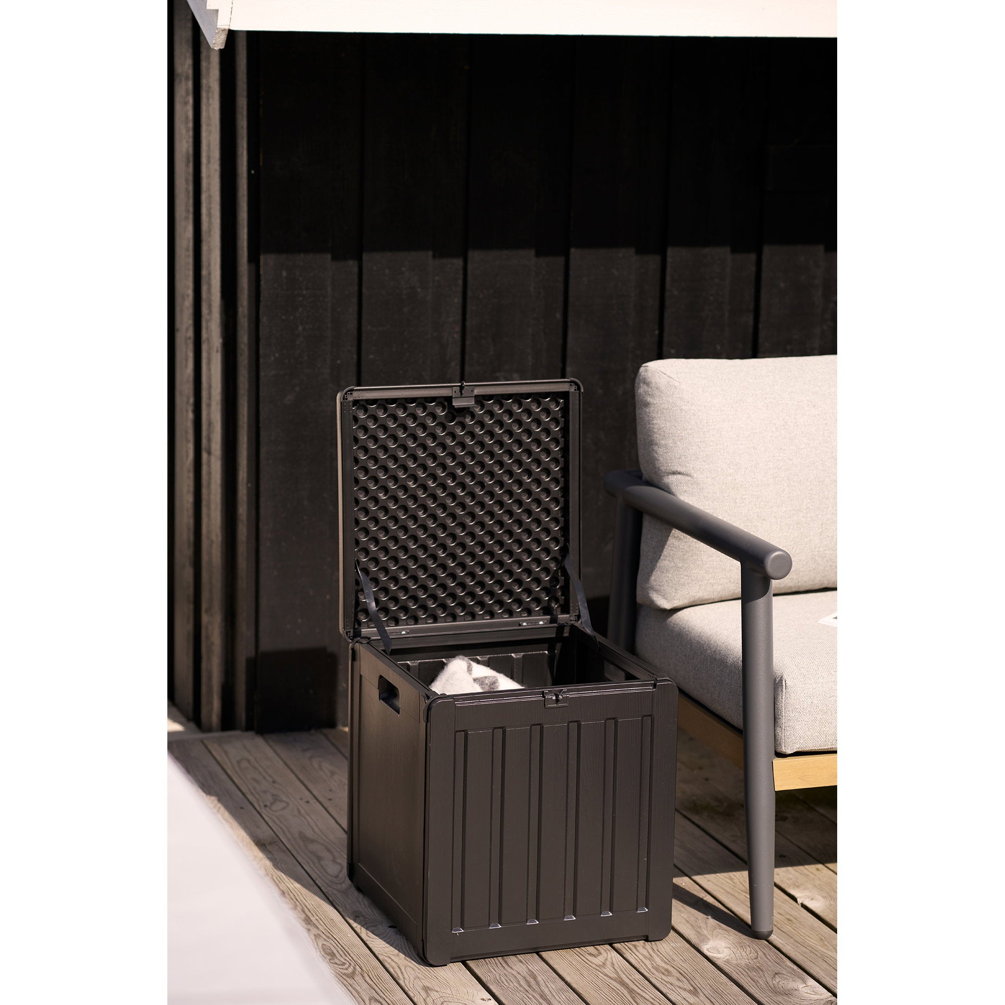 Sobra Kissenbox - Kissenbox, Kunststoff, schwarz, 42,8x42,8x46,4 cm, 76 L