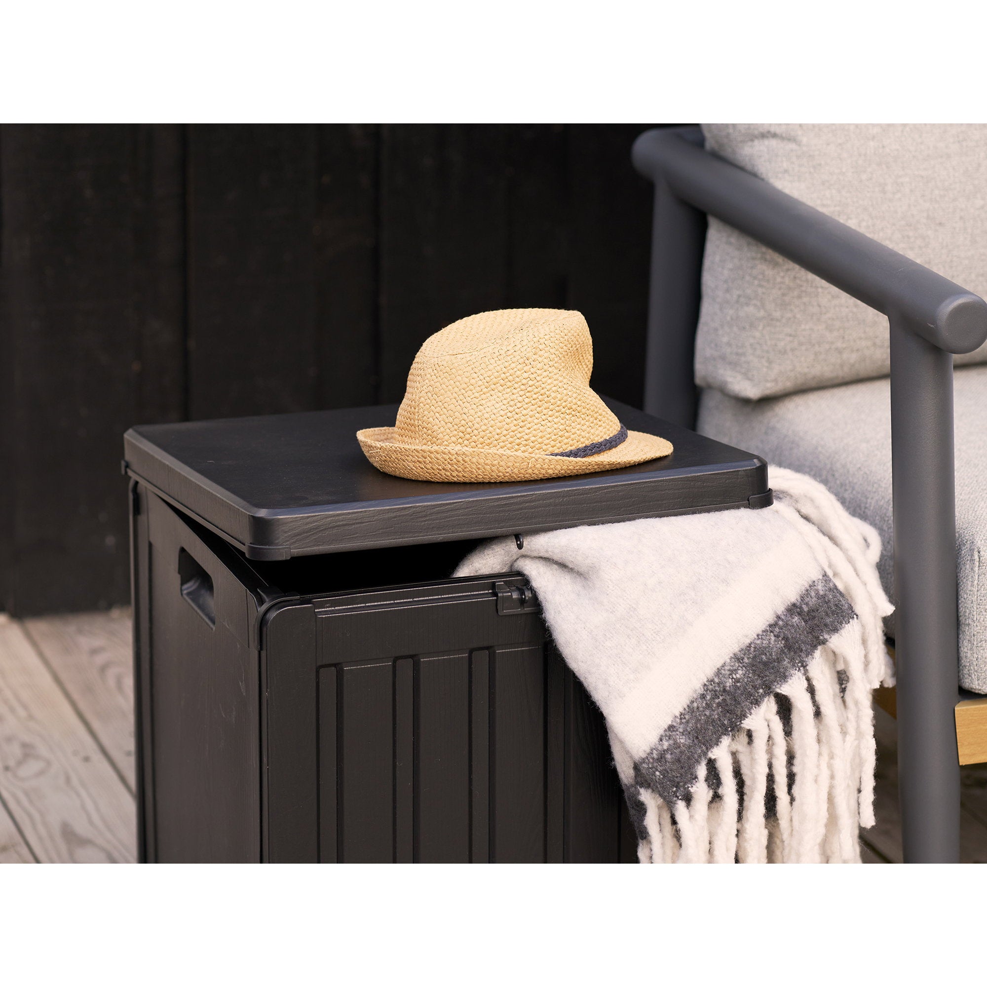Sobra Kissenbox - Kissenbox, Kunststoff, schwarz, 42,8x42,8x46,4 cm, 76 L