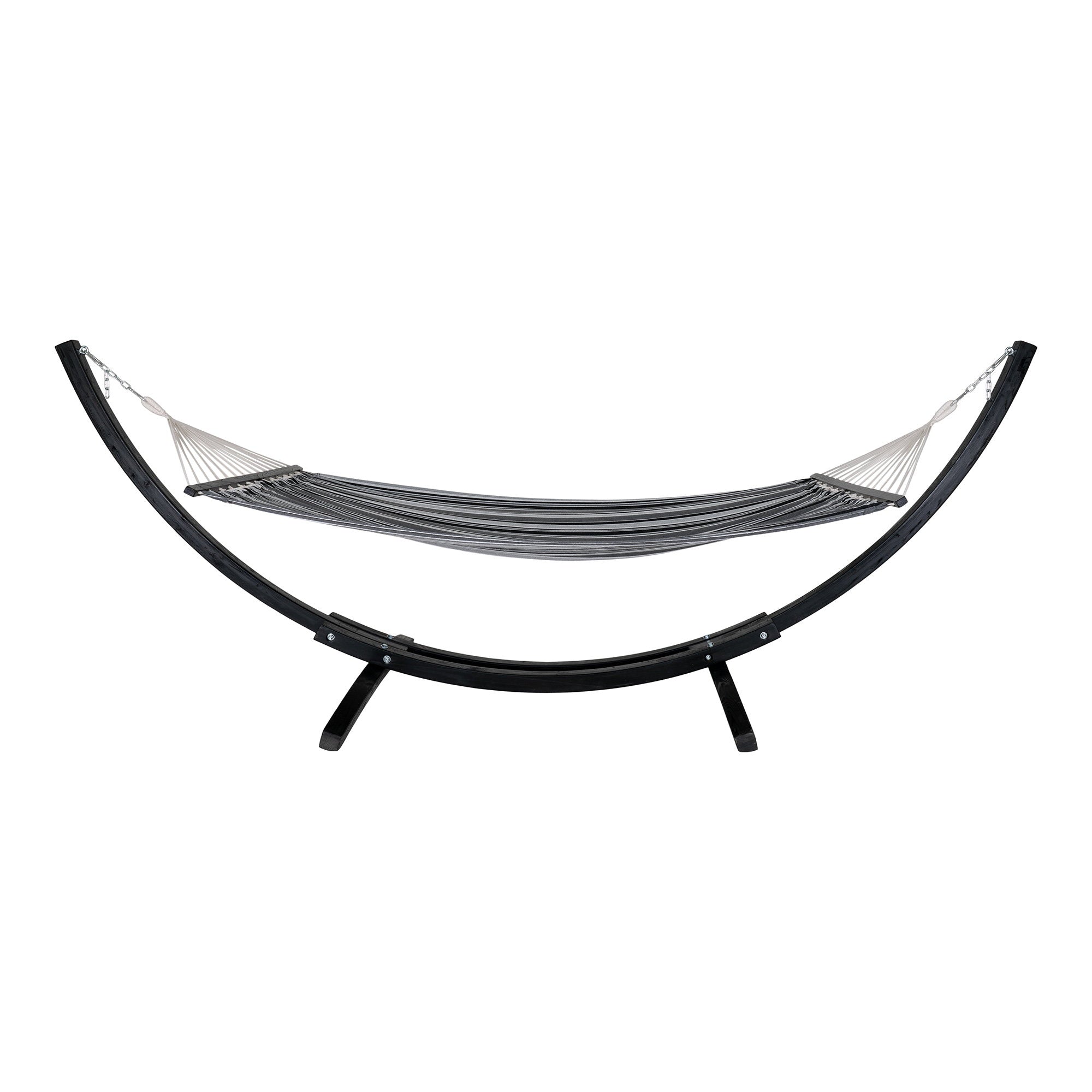 Tripoli Hammock  - Hammock on wooden stand, larch, polyester/cotton, black/grey/white