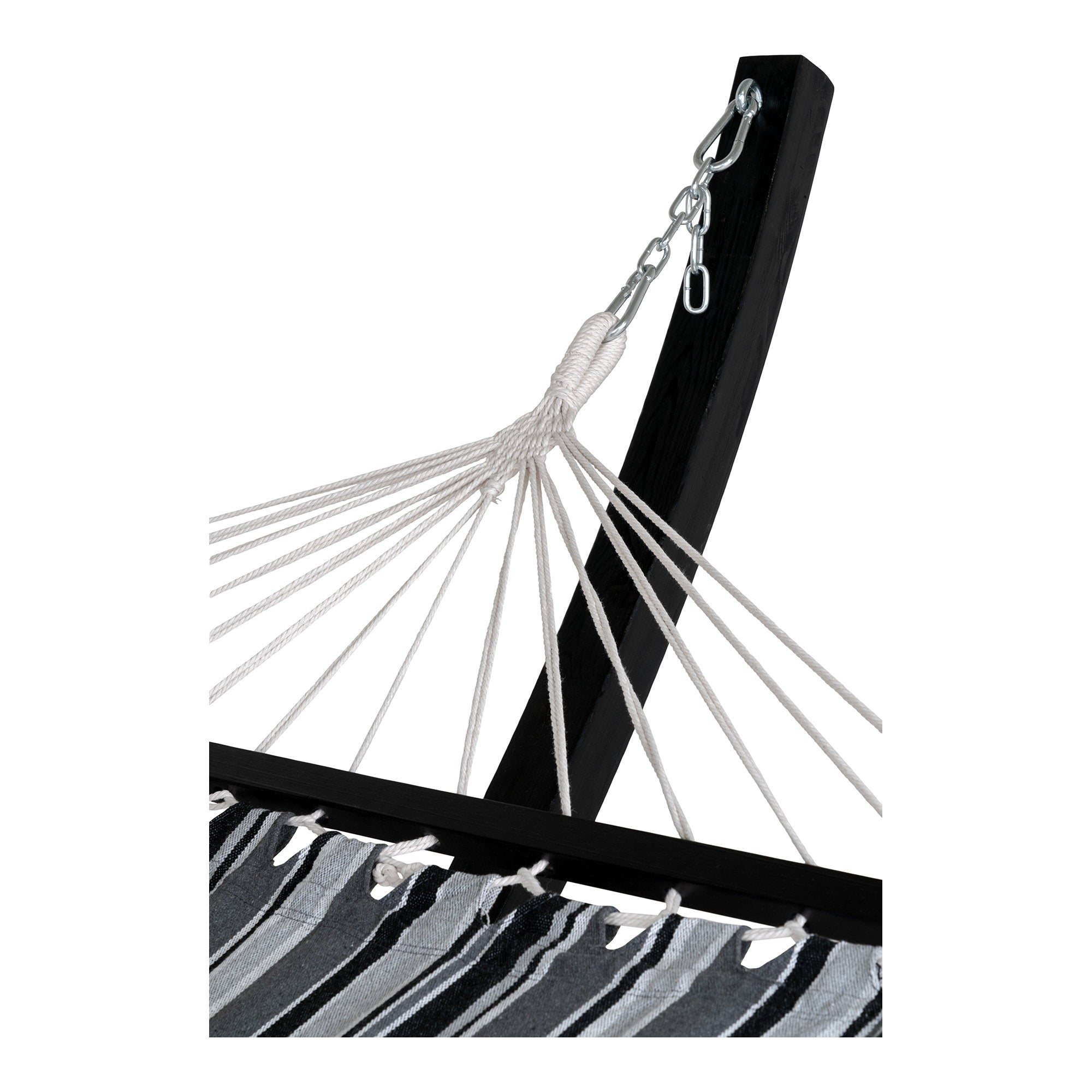 Tripoli Hammock  - Hammock on wooden stand, larch, polyester/cotton, black/grey/white