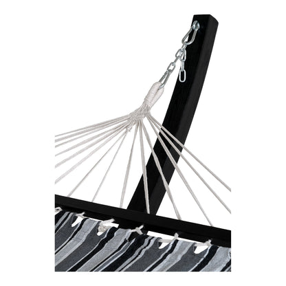 Tripoli Hammock  - Hammock on wooden stand, larch, polyester/cotton, black/grey/white