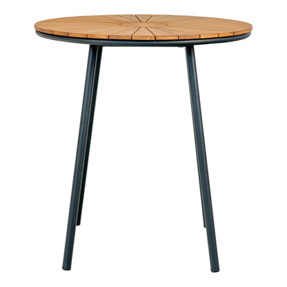Cleveland Bistro Table - Bistro table, teak table top, natural, black legs ø70x74 cm