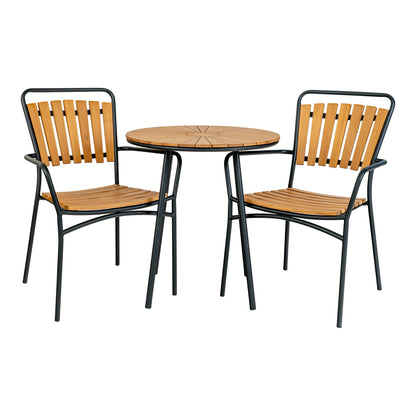 Cleveland Bistro Table - Bistro table, teak table top, natural, black legs ø70x74 cm